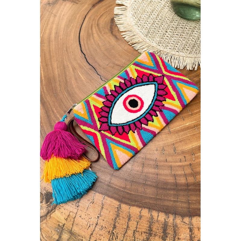 Ojito Clutch in Magenta Yellow