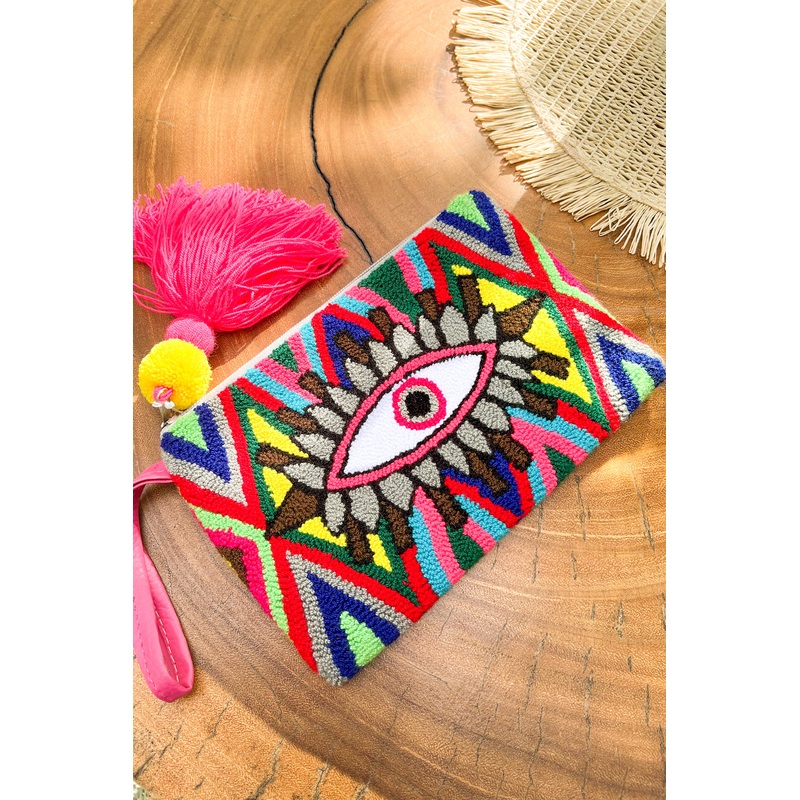 Ojito Clutch in Pink Multi
