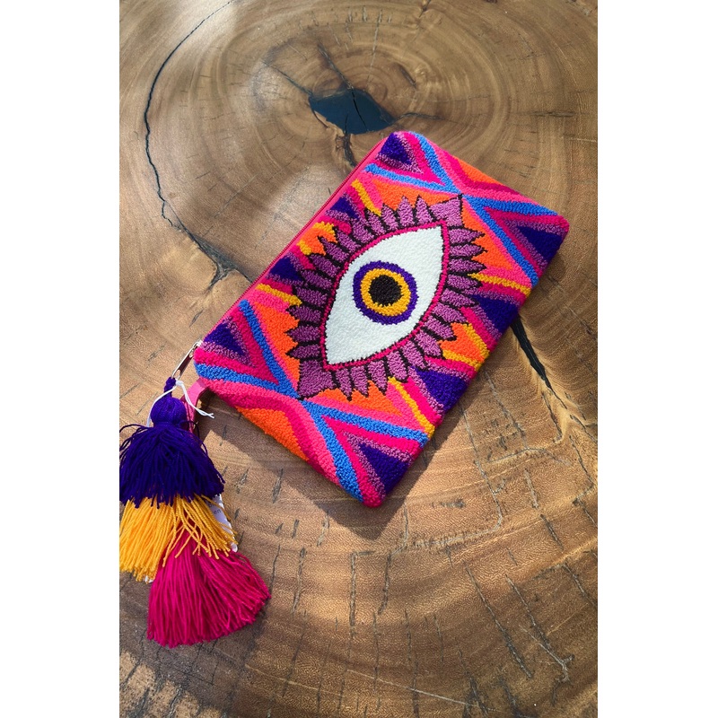 Ojito Clutch in Pink Purple Yellow