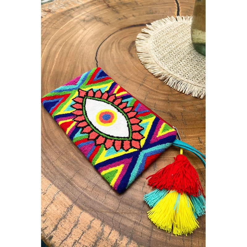 Ojito Clutch in Red Aqua