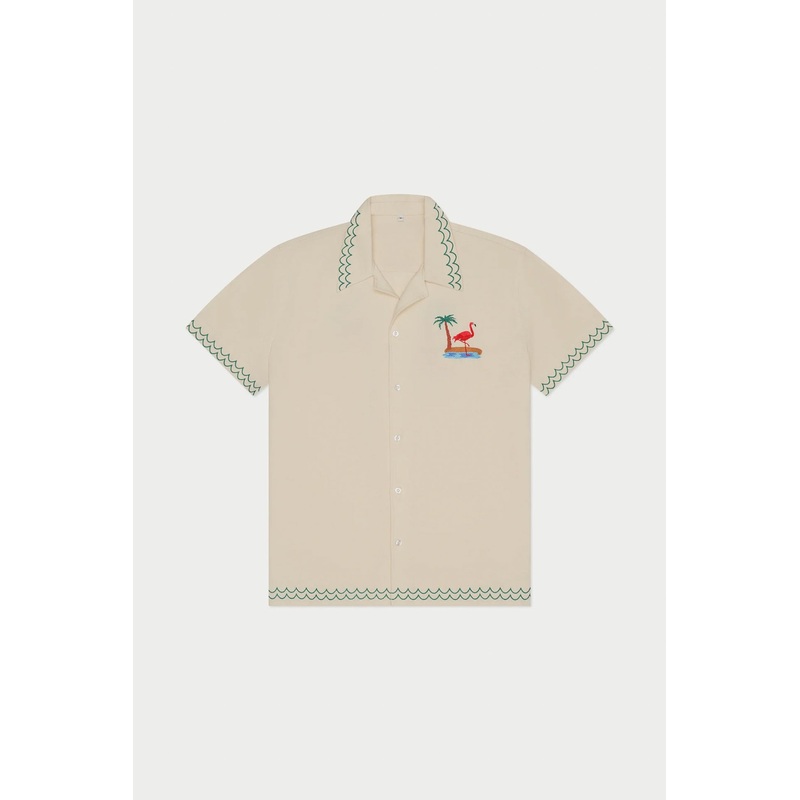 Flamingo Beach Linen Shirt