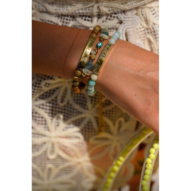 Angel Eye Apatite and Mixed Jade Blue Bracelet