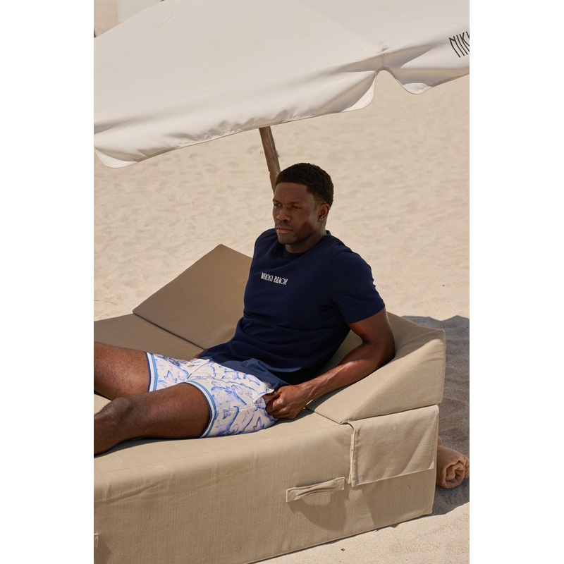 Nikki Beach Palm Tee in Navy