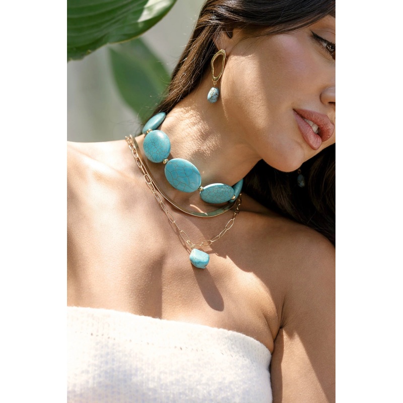 Oval Turquoise Stones Statement Choker