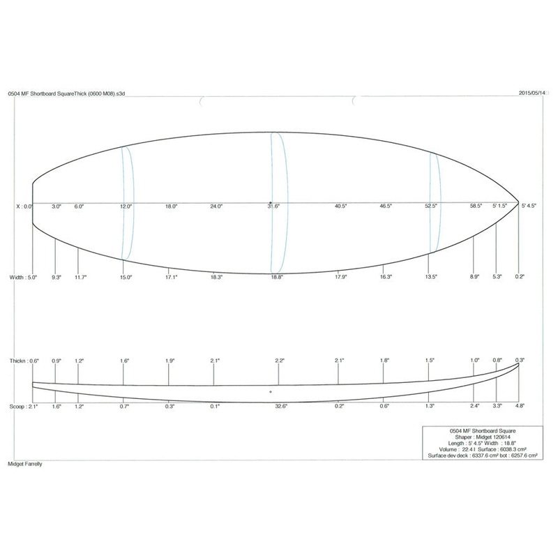 5'4" MF Shortboard Square Thick