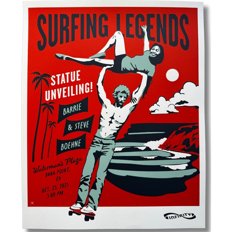 Surfing Legends Statue Poster