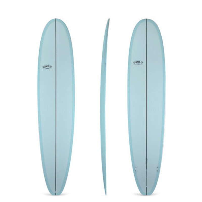 8'6" Ultimate Longboard Surfboard with Darkwood Stringer and Aqua Resin Tint (Poly)