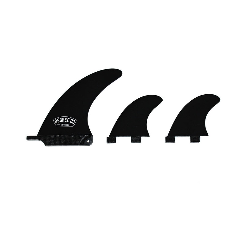Degree 33 Longboard Premium Fiberglass Fin Set Black (6.5" center and side bites)