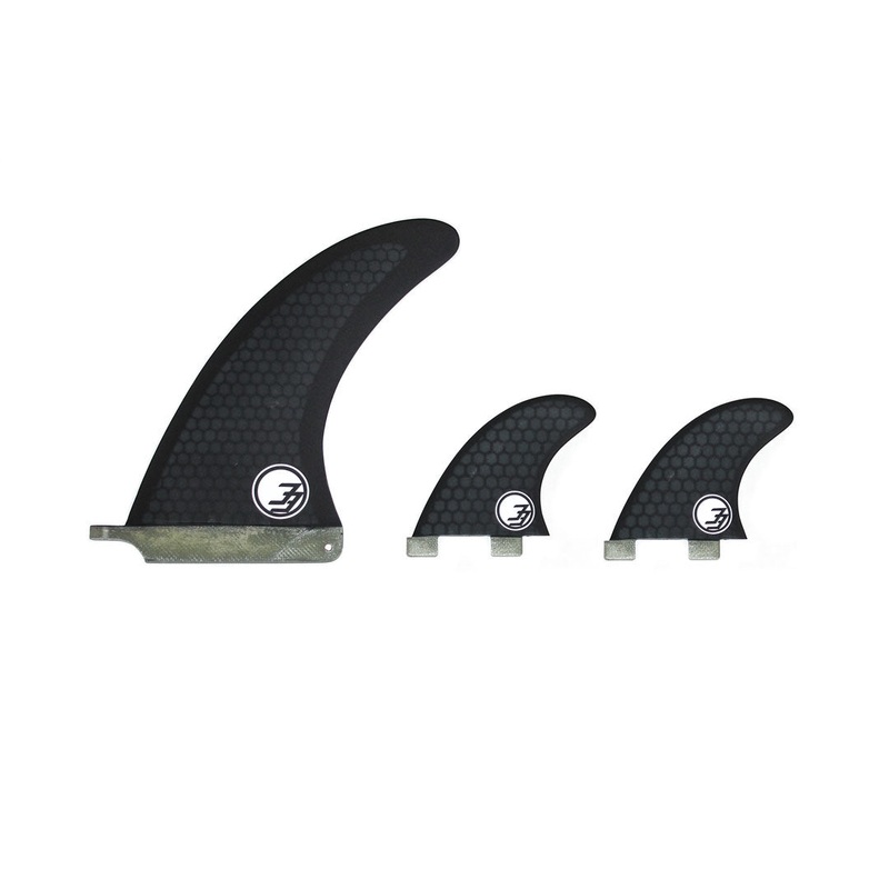 Degree 33 Longboard Premium Fin Set Honeycomb Black (8" center and side bites)