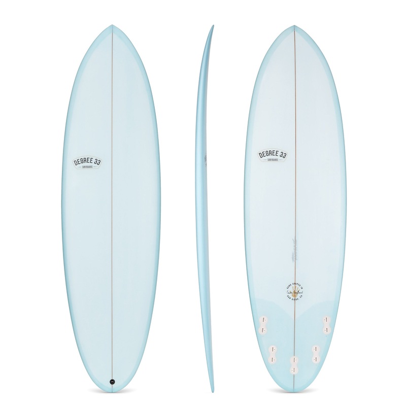 6'4" Speed Egg Blue Resin Tint with Darkwood Stringer (Poly)