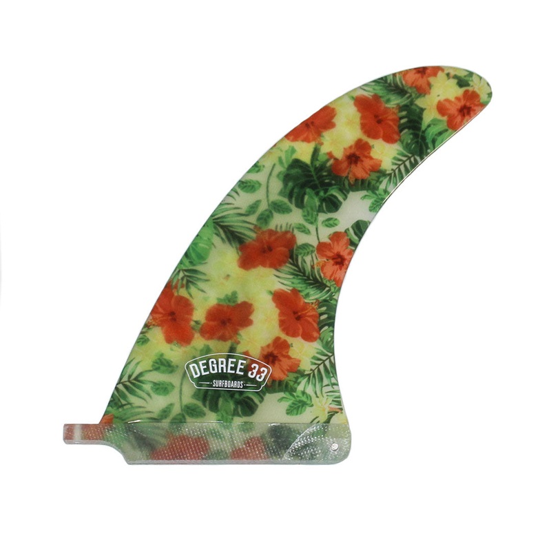Degree 33 Longboard Premium Fiberglass Center Fin 9" (Aloha Print)