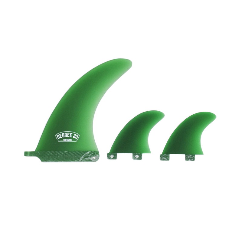 Degree 33 Longboard Premium Fiberglass Fin Set Green (8" center and side bites)