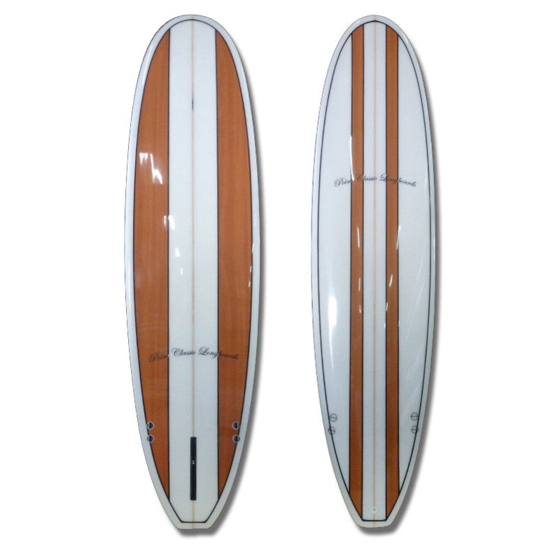 7'2 Wood Stripes Mini Malibu Surfboard