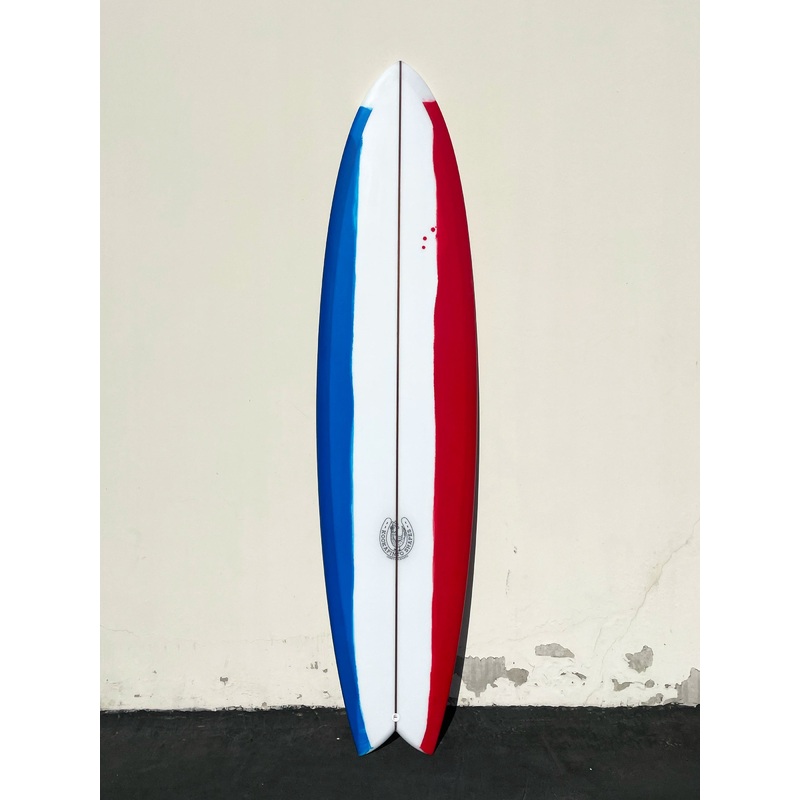 7'10 "Gunny" Fishy Noserider - Red, White, and Blue Surfboard