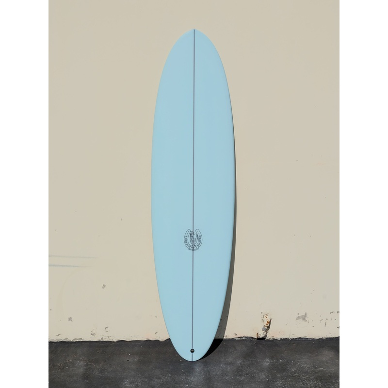 7'2" Thick Twin Baby Blue Deck Tint Surfboard