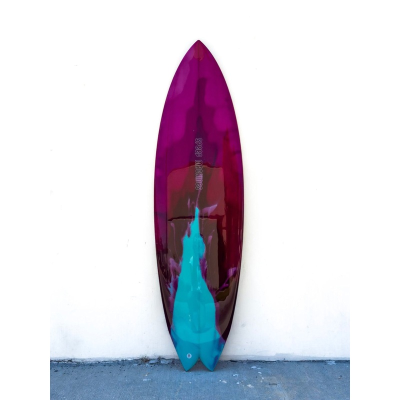 Nuevo Camino | 5'9 Talladega Twin Abstract Crimson Polished Surfboard