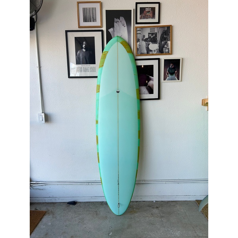 Woodin Surfboards | 610 Gypsy Eye in Light Teal Acid Blob Surfboard