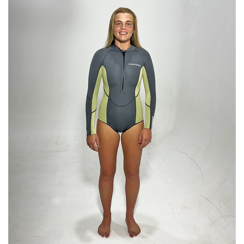 Classic 2/2 Front Zip Women's Springsuit - Charcoal/Lime
