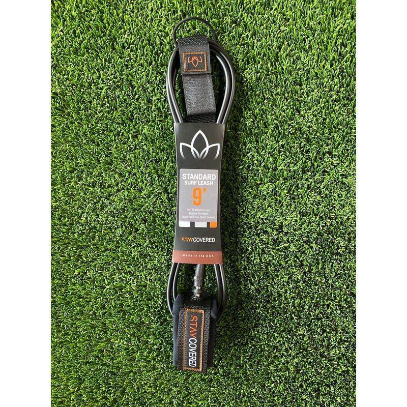 9 Leash- StayCovered Longboard/Big Wave Leash -All Black