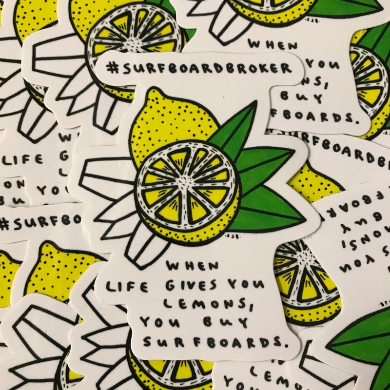 Surfboard Lemon Sticker (3Pack) -Free Shipping