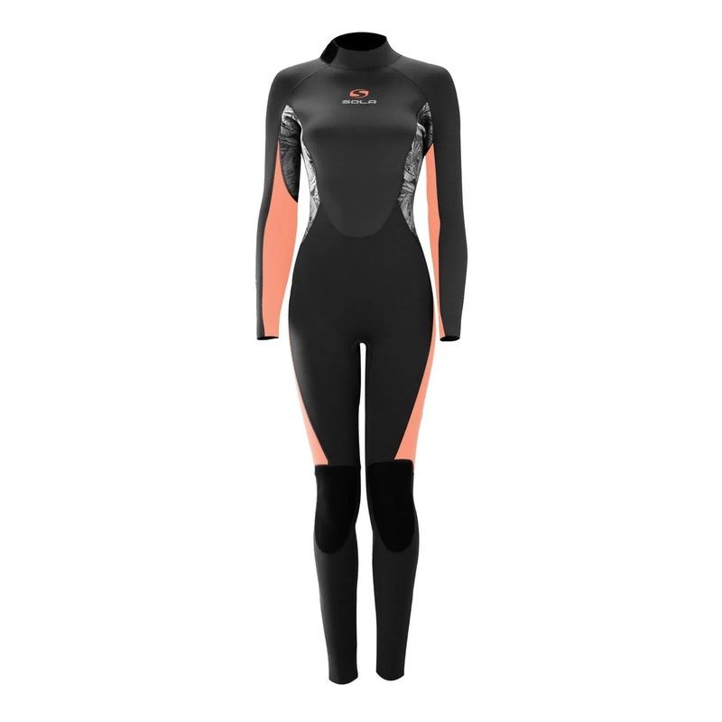 Sola Star Womens 5/4mm Back Zip Wetsuit Black / Peach