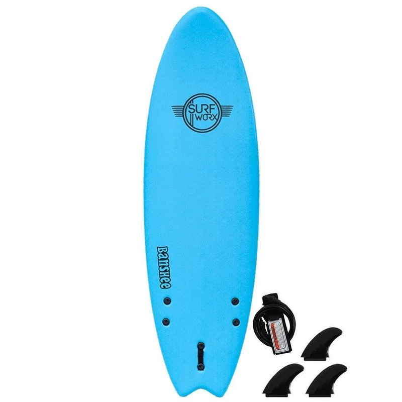 Surfworx Banshee Hybrid Soft Surfboard 6ft 0 - Azur Blue