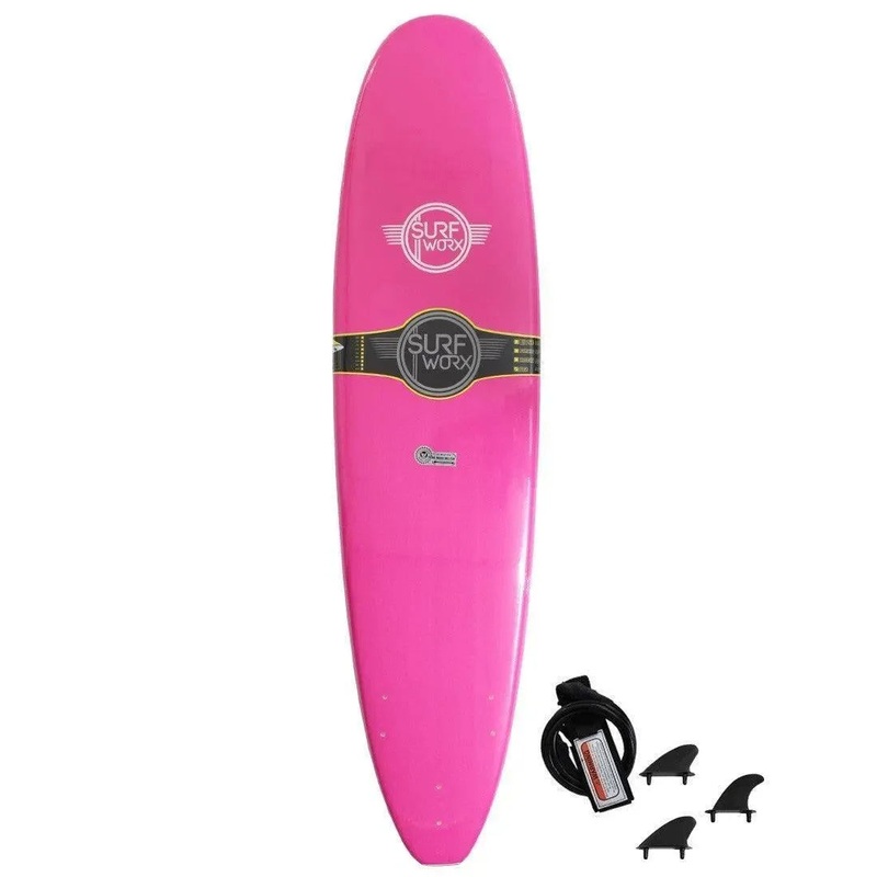 Surfworx Base Mini Mal soft surfboard 7ft 6 Pink