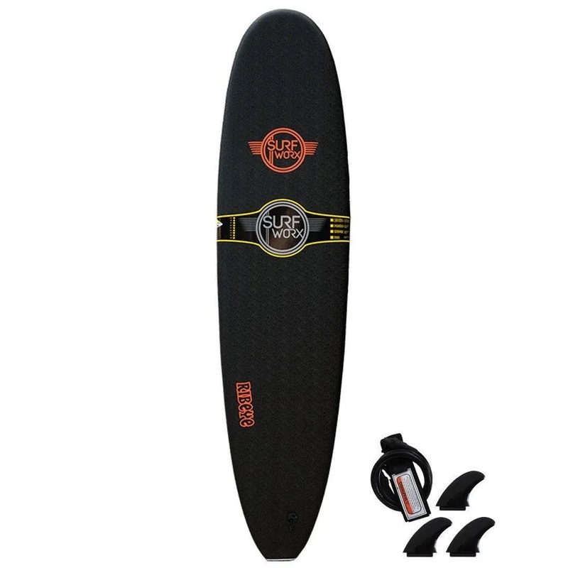 Surfworx Ribeye Mini Mal soft surfboard 8ft 0 - Black 8'0 Foot