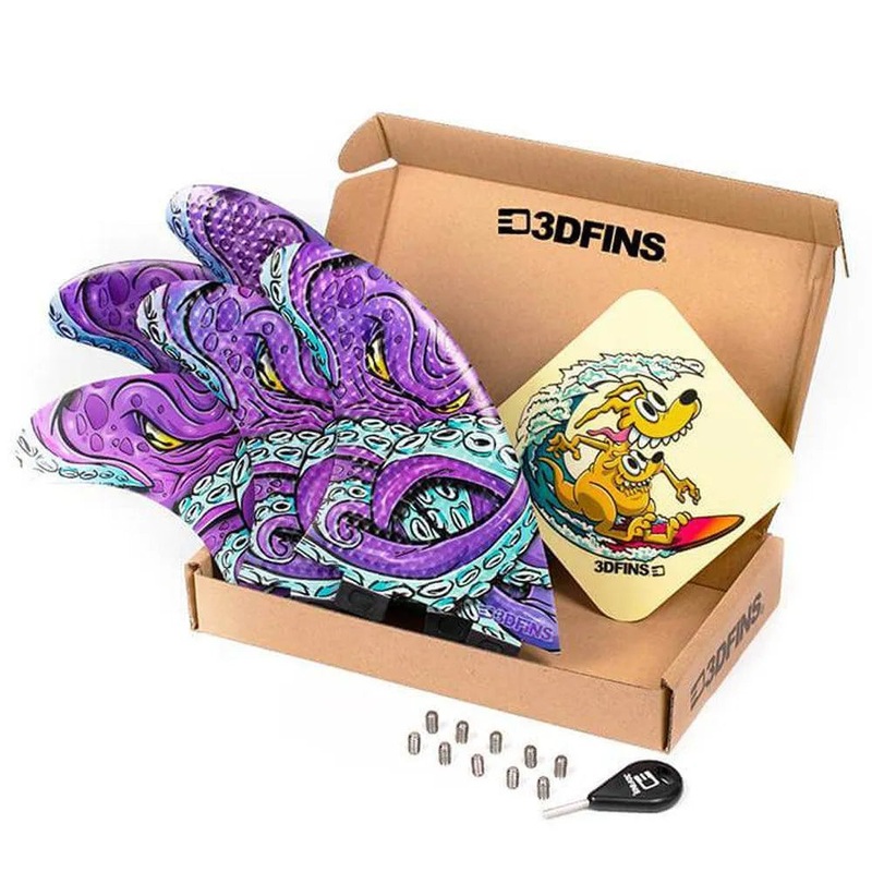 3D Fins Kracken 5 Fin Medium Surfboard Fins FCS-I / Futures