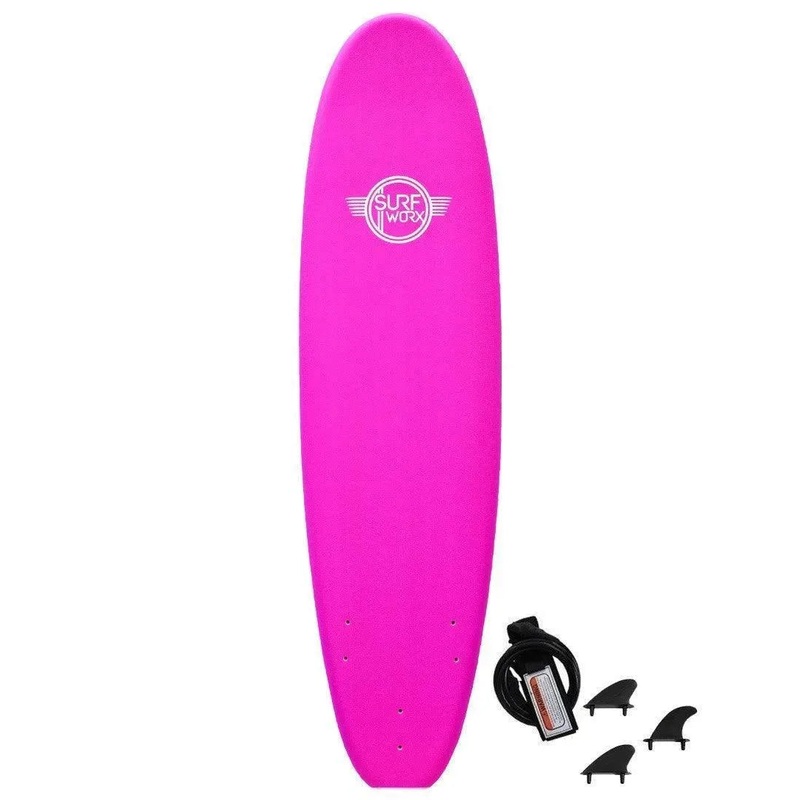Surfworx Base Mini Mal soft surfboard 7ft 0 - Pink