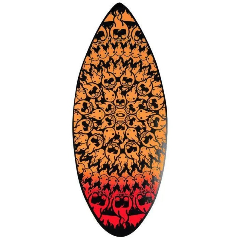 Osprey 41" Wooden Skimboard Pin Tail Board Flame Skull