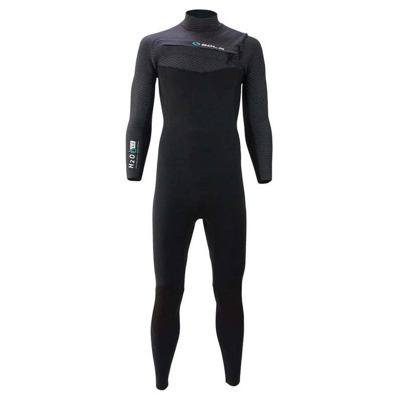 Sola Mens H2O Chest Zip 4/3mm Fullsuit Wetsuit Black/Melange