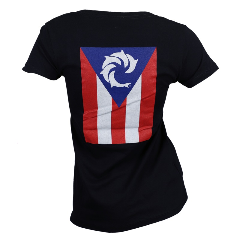 PR Vert Flag Ladies V-Neck S/S T-Shirt