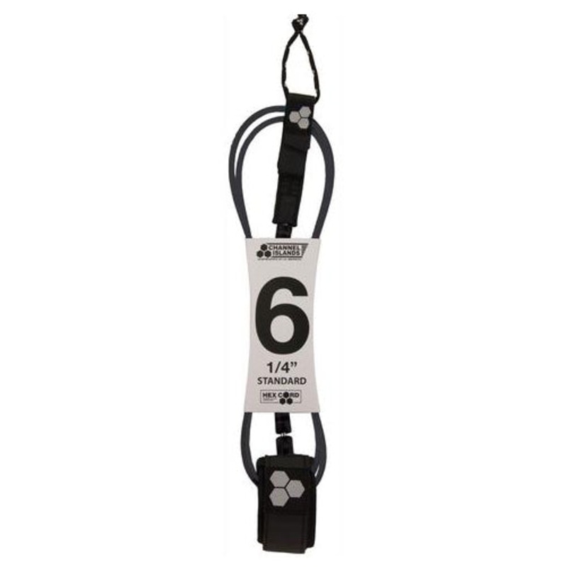 Leash - Channel Islands - 6 1/4 Hex Cord Standard - Black (Grey Hex)
