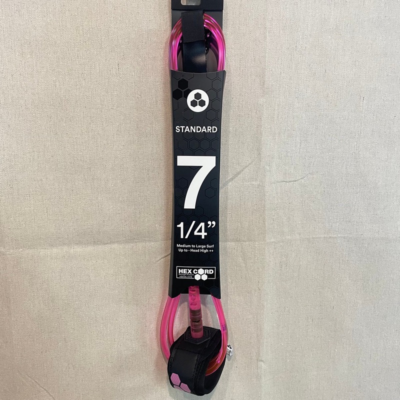 Leash - Channel Islands - 7 1/4 Hex Cord Standard Leash - Pink