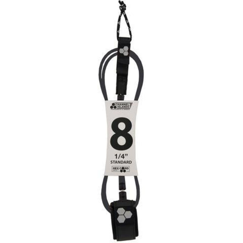 Leash - Channel Islands - 8 1/4 Hex Cord Standard Leash - (Black) (Grey Hex)