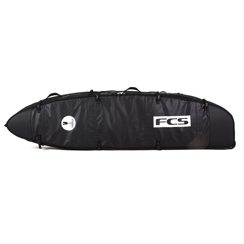 FCS board bag - Travel 3  Hybrid/Funboard Wheelie Bags - 7'0 & 7'6 Black/Grey