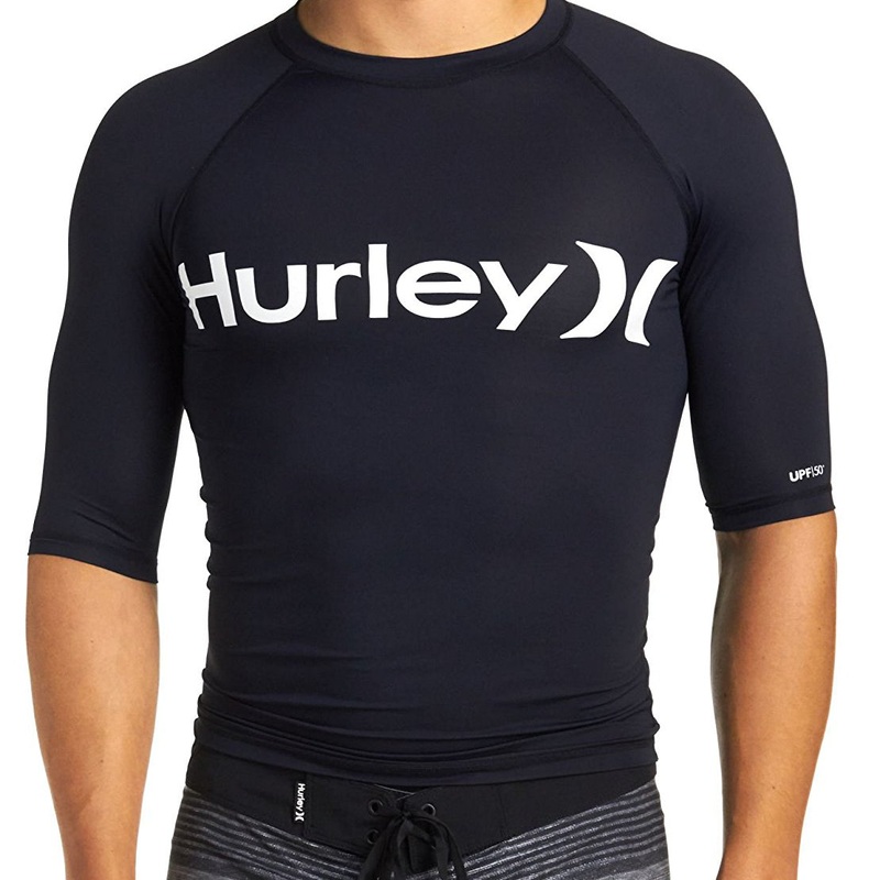 Mens Rashies Hurley One & Only Short Sleeve Rash Vest Black