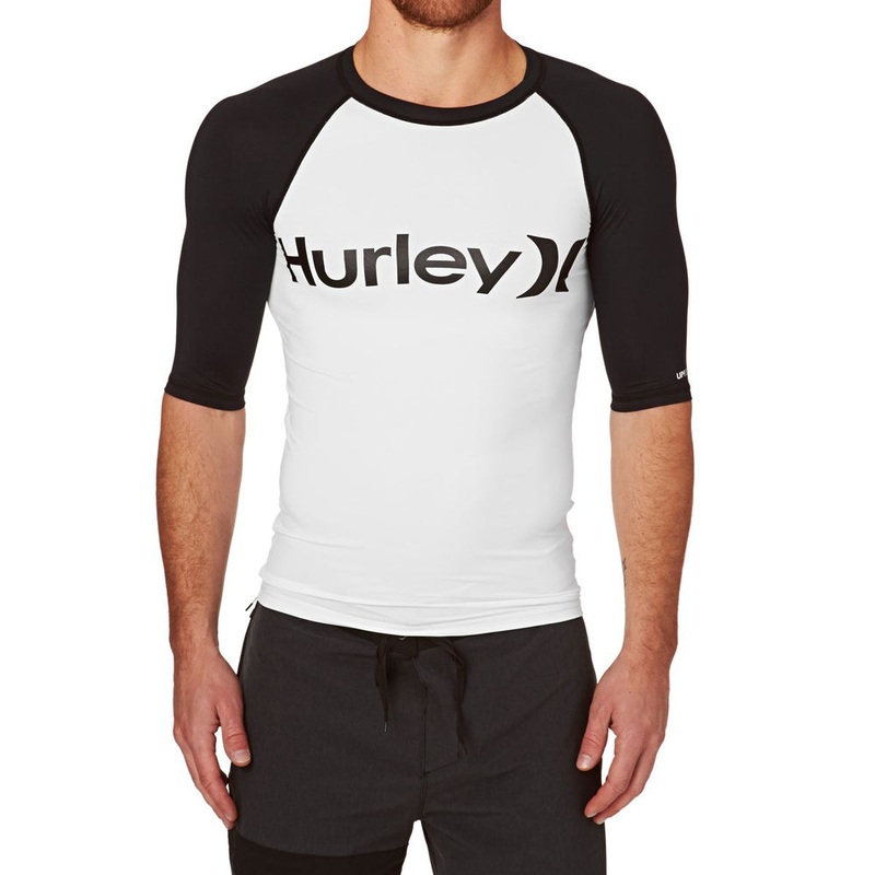 Mens Rashies Hurley One & Only Short Sleeve Rash Vest Black/White