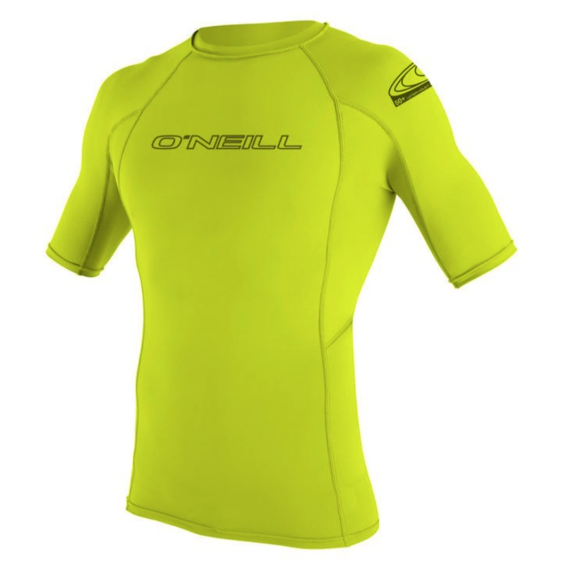 Mens Rashies O'Neill Skins Short Sleeve Crew Rash LIME